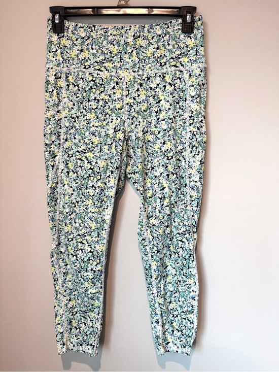 J. Jill Pants - Women’s J Jill Floral Active High Rise 7/8 Leggings in Light Blue and Green